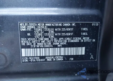 2020 Toyota Rav4 Le z USA, uszkodzony, nr VIN 2T3F1RFV6LC088245